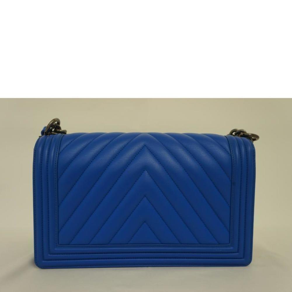 Chanel Stitch Bag Boy  Large Blue V
